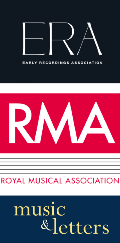 Early Recording Associate logo, RMA logo, Music and Letters logo