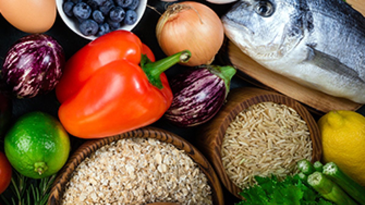 Fresh fruits, vegetables, fish, berries and cereals.